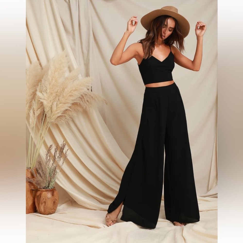 Lulus Out Tonight Two Piece Black Jumpsuit